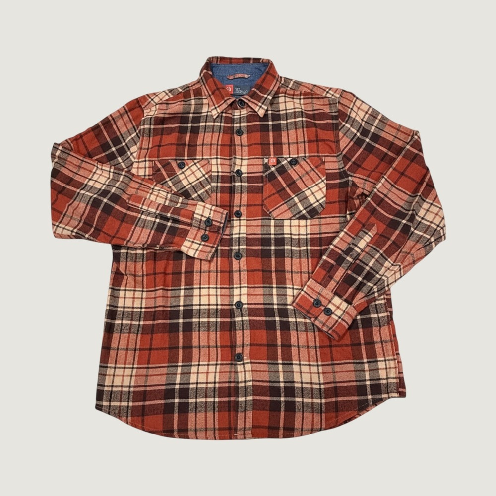The American Outdoorsman Mens Plaid Flannel Shirt Orange Brown OF2B2412 Medium